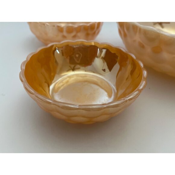FireKing Peach Luster Bubble Pattern Serving Bowls Set of 3 - Picture 4 of 7